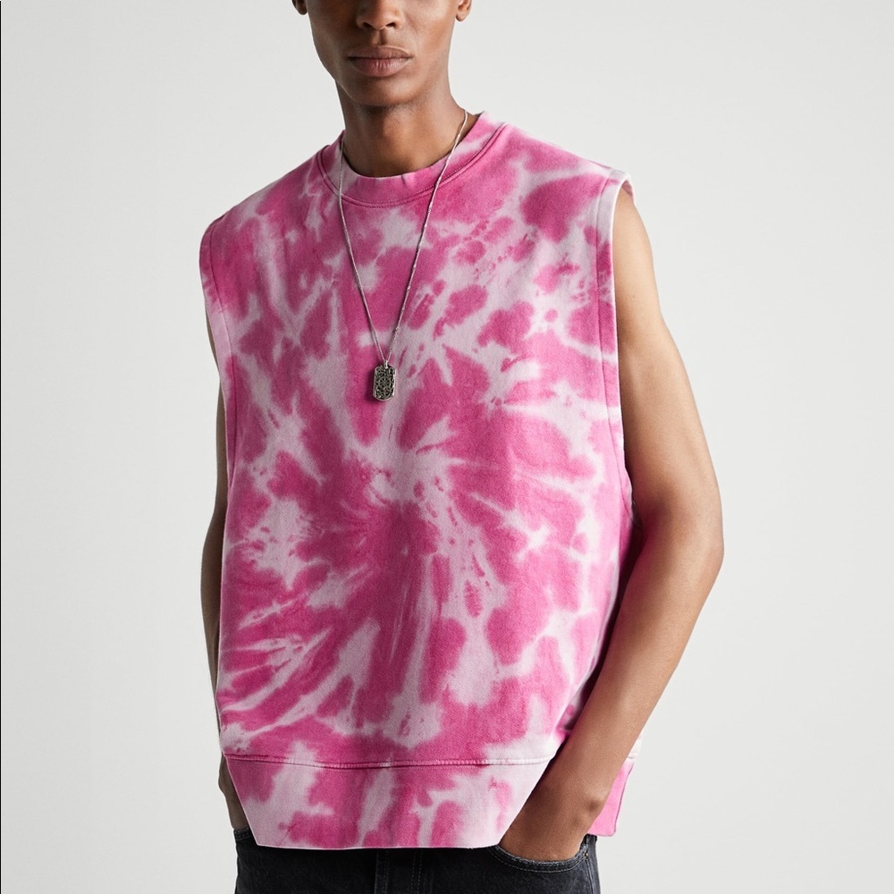 NWT‼️ Zara Men’s Sweater Vest - Pink Tie-dye - Sweater Muscle Tee